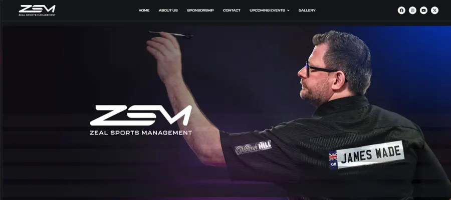 The Zeal Sports Management website